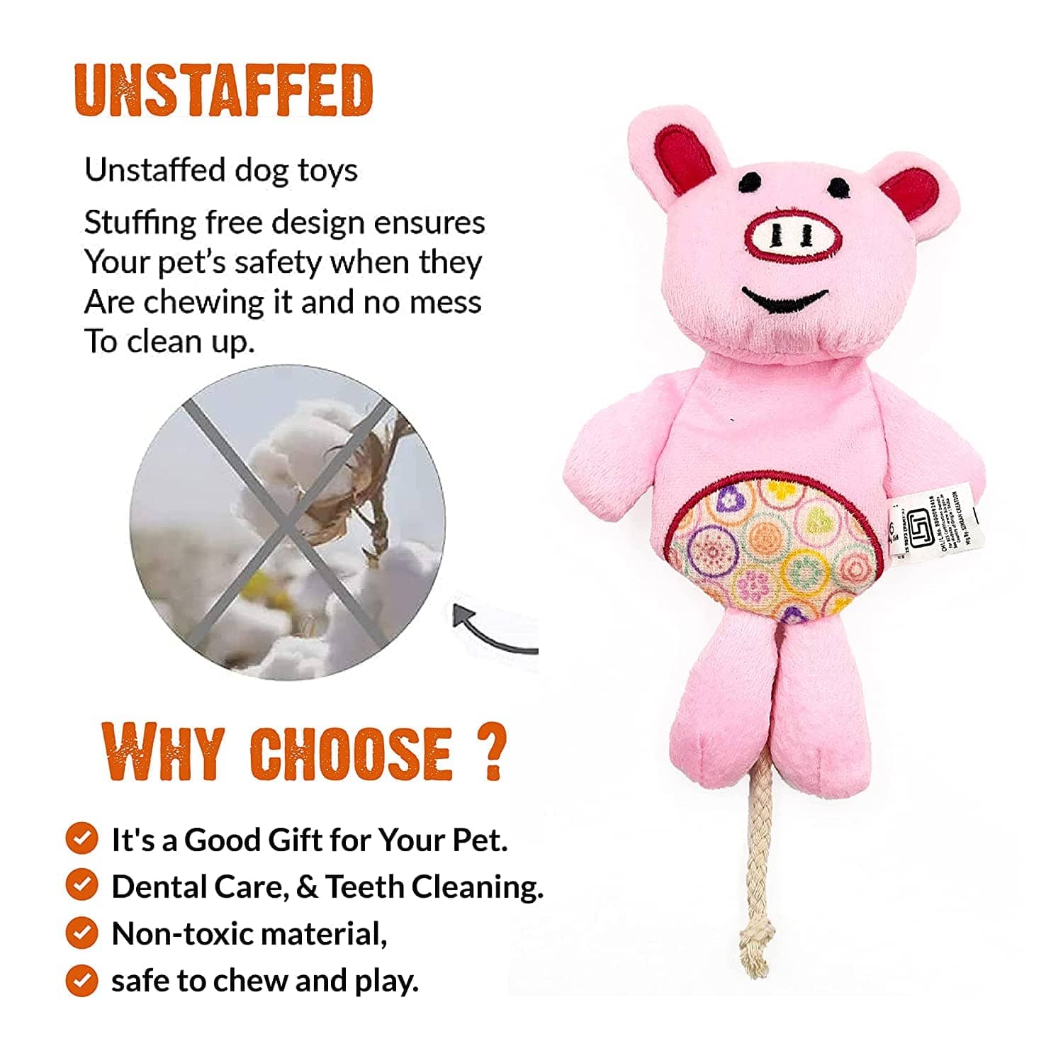 Goofy Tails Babypet Skinny Pig Soft Squeaky Dog Toys (Pink)