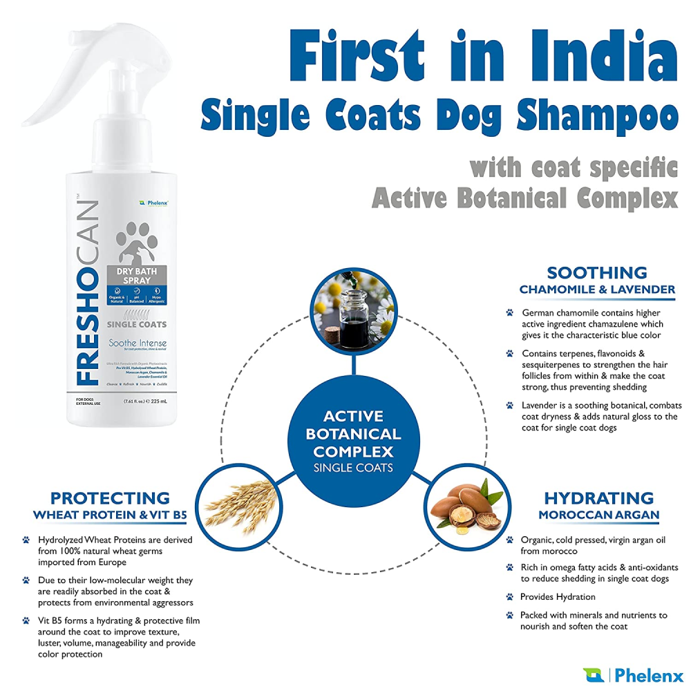 Phelenx Freshocan Single Coat Dry Bath Spray for dogs