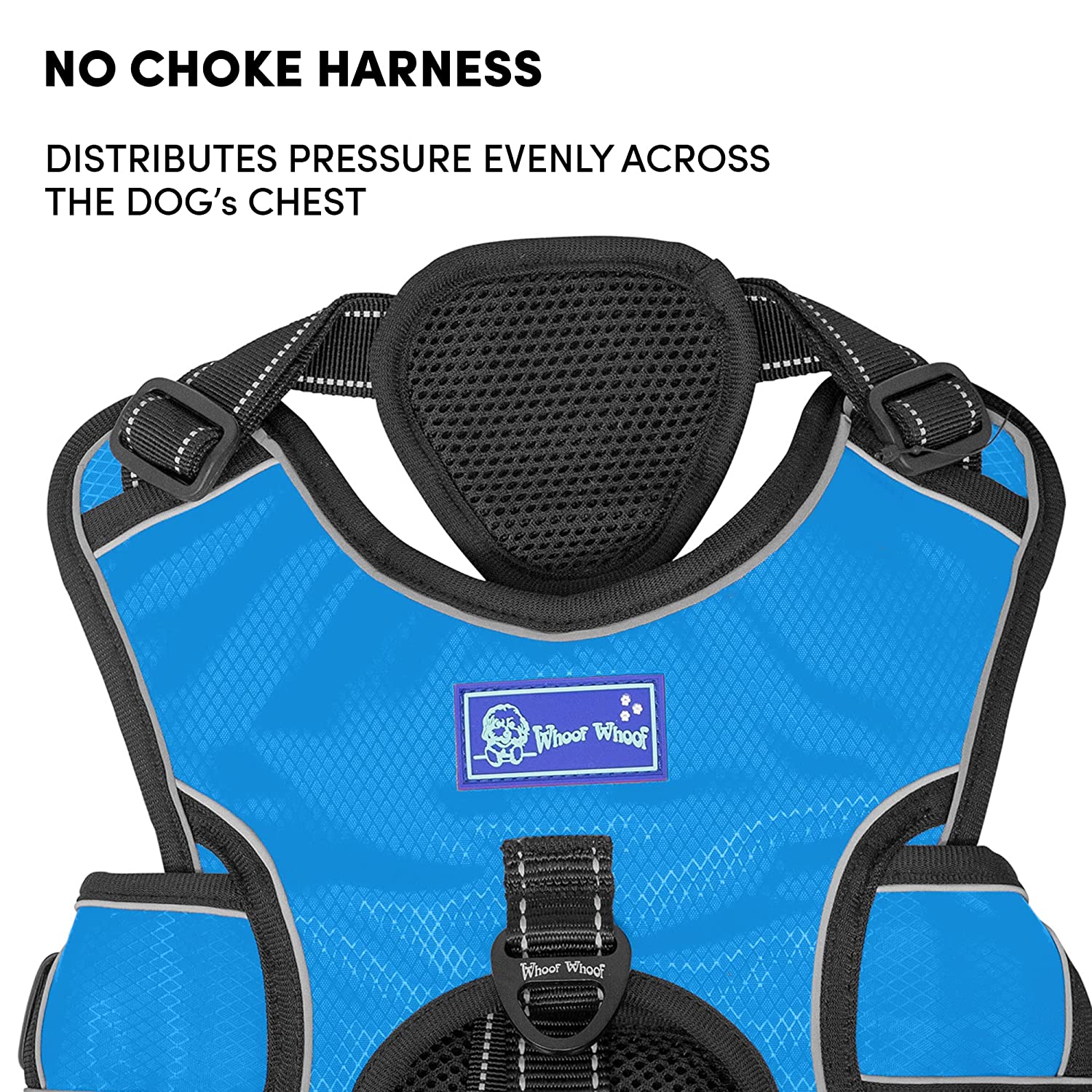 Whoof Whoof Full Body Three Layer Belt Harness for Dogs (Blue)
