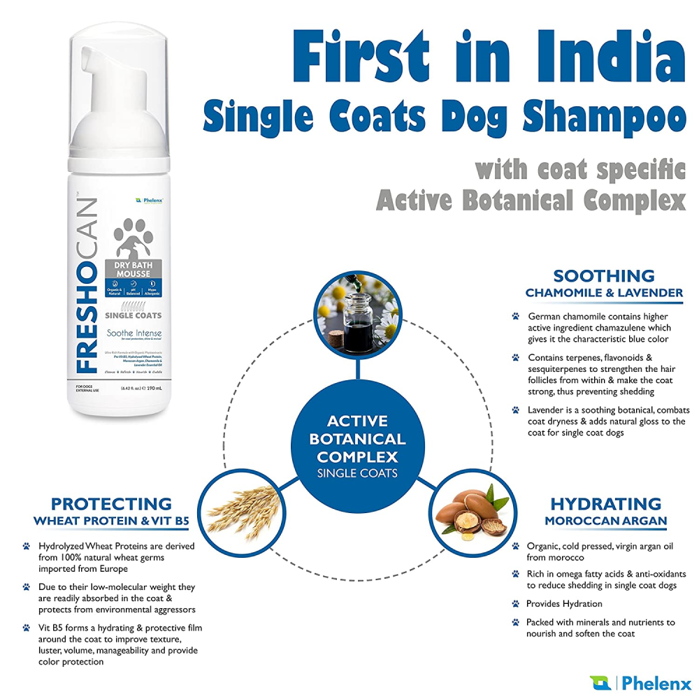 Phelenx Freshocan Single Coat Dry Bath Mousse for Dogs