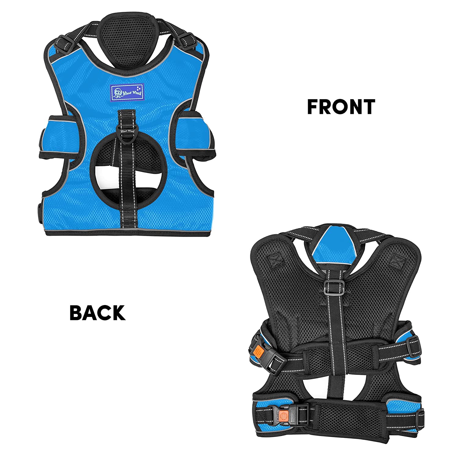 Whoof Whoof Full Body Three Layer Belt Harness for Dogs (Blue)