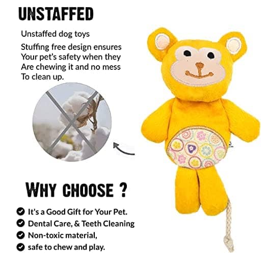 Goofy Tails Babypet Skinny Monkey Soft Squeaky Dog Toys (Yellow)