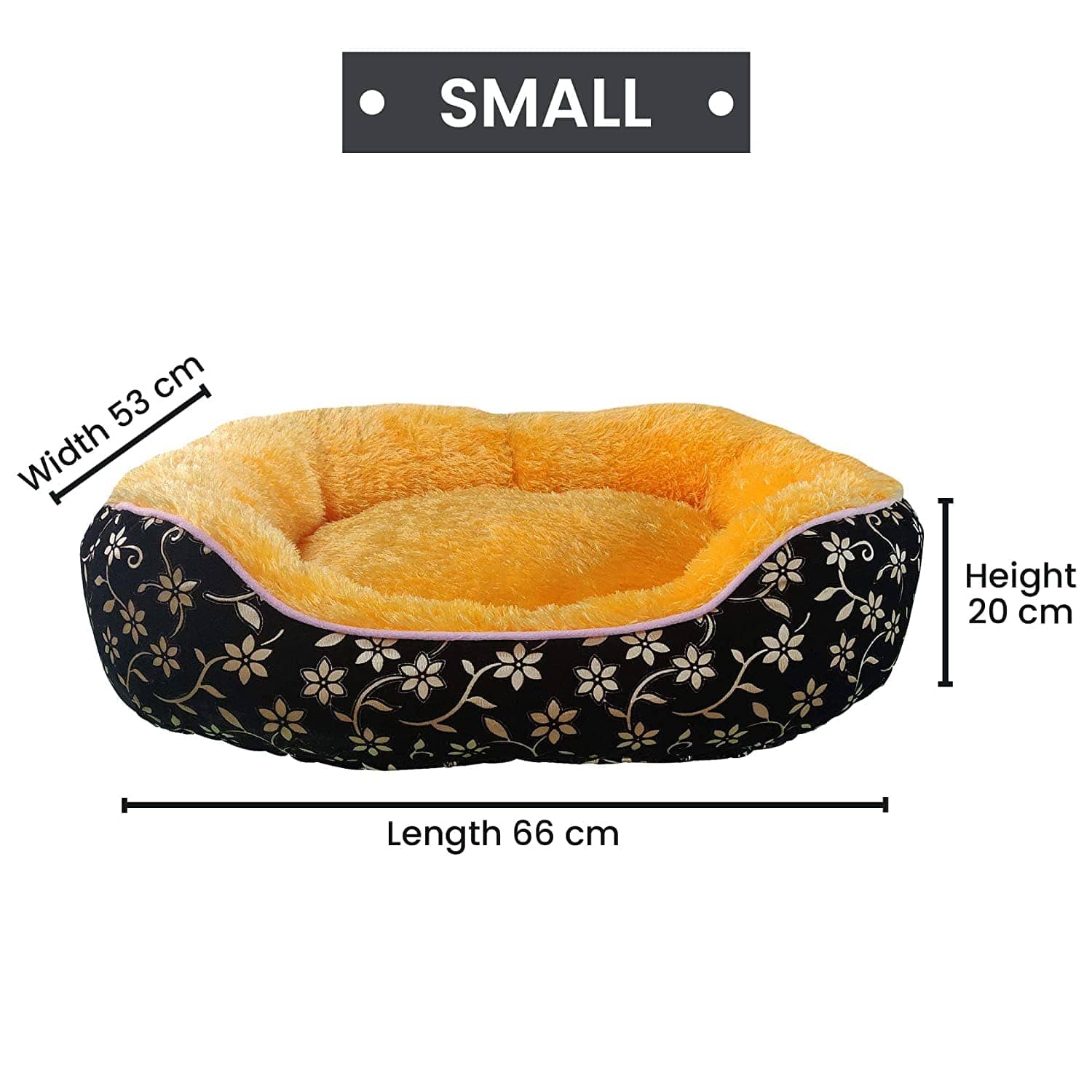 Hiputee Elegant Luxurious Durable Flock Velvet Faux Fur Bed for Pets (Black-Golden)