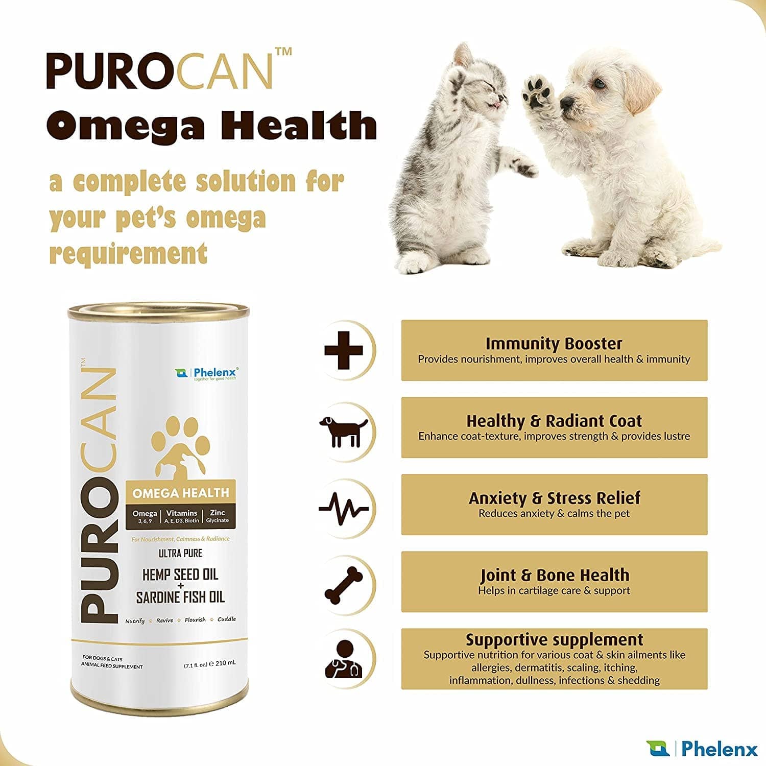 Phelenx Purocan Omega Health Supplement for Pets