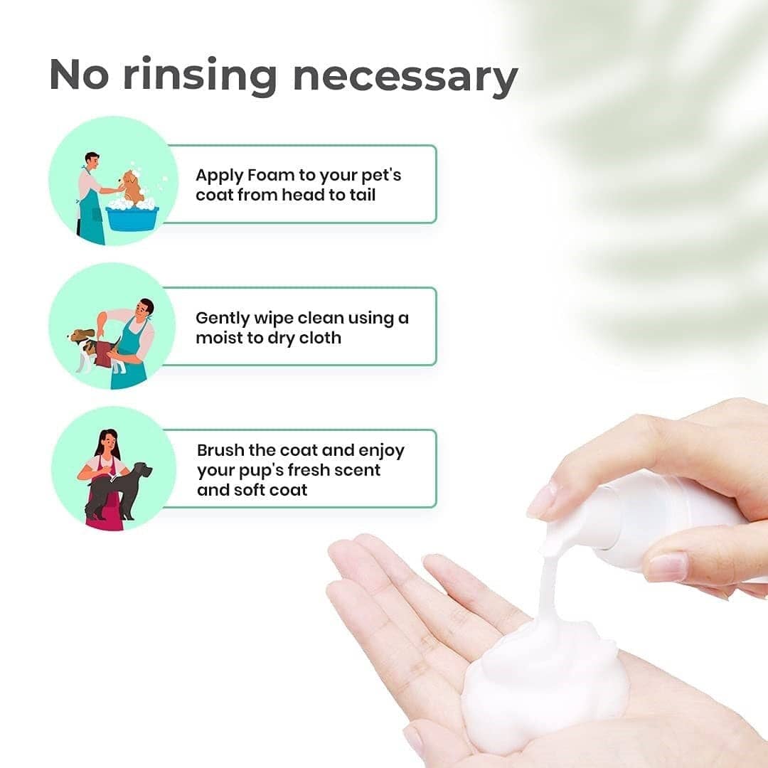 Petveda Fluffy Soap Free No Rinse Foaming Shampoo for Pets