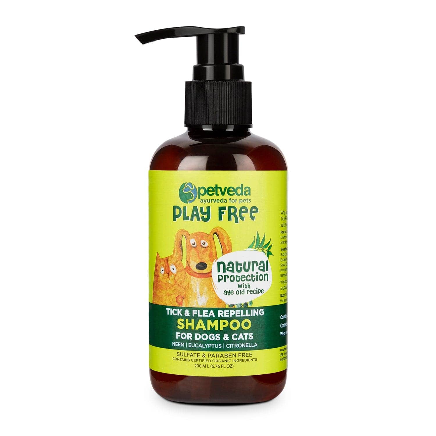 Petveda Play Free Tick & Flea Repelling Natural Shampoo for Pets