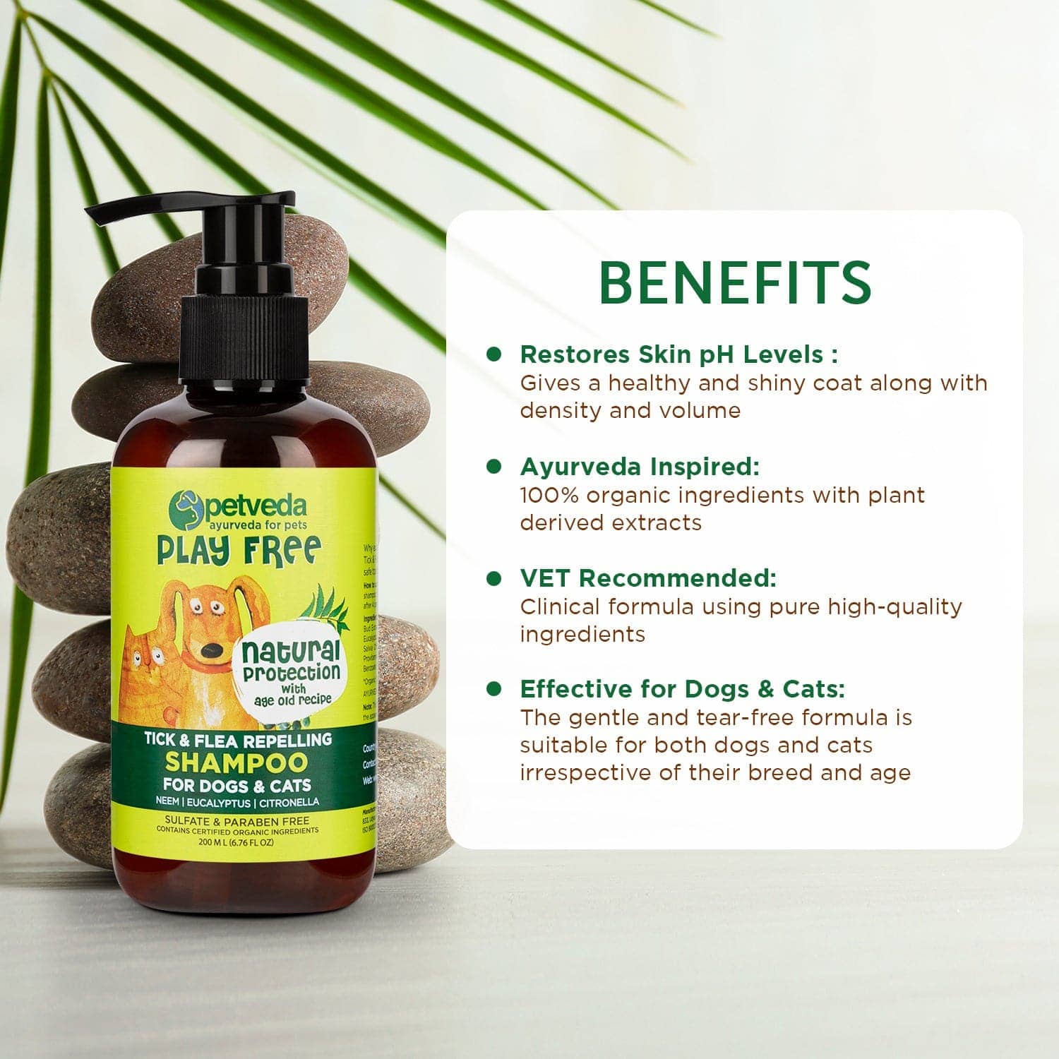 Petveda Play Free Tick & Flea Repelling Natural Shampoo for Pets