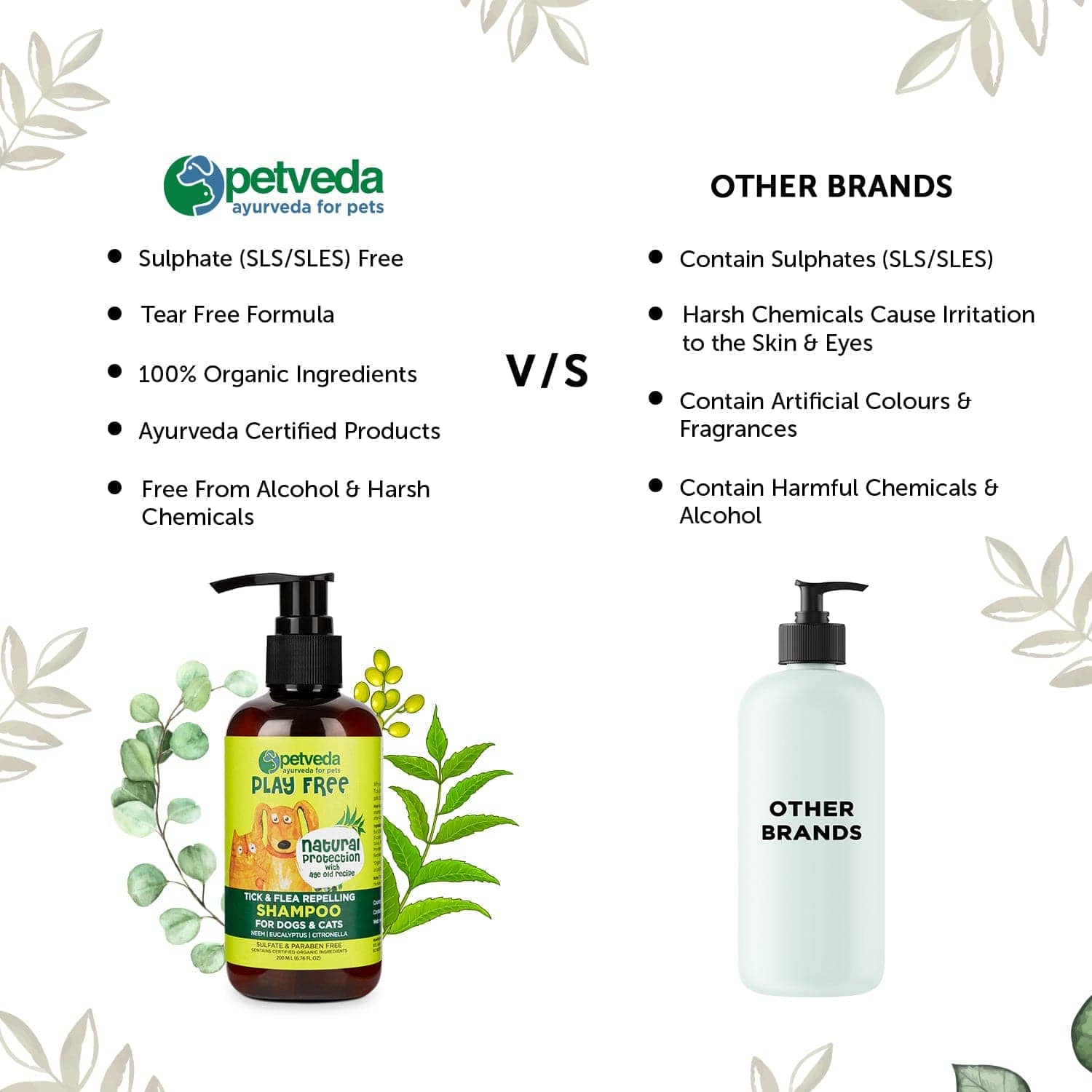 Petveda Play Free Tick & Flea Repelling Natural Shampoo for Pets