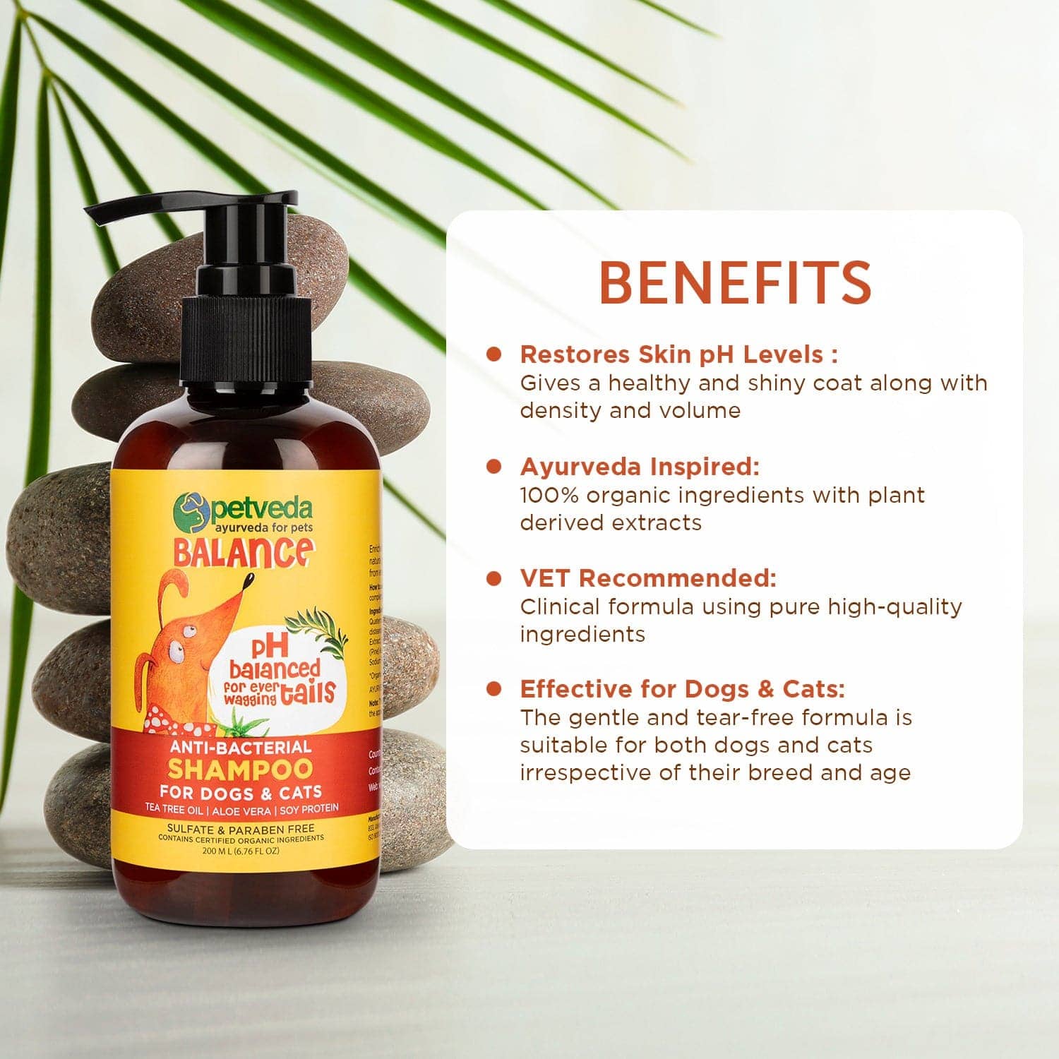 Petveda Balance Anti Bacterial with Tea Tree Oil for Strong Coats Shampoo for Pets