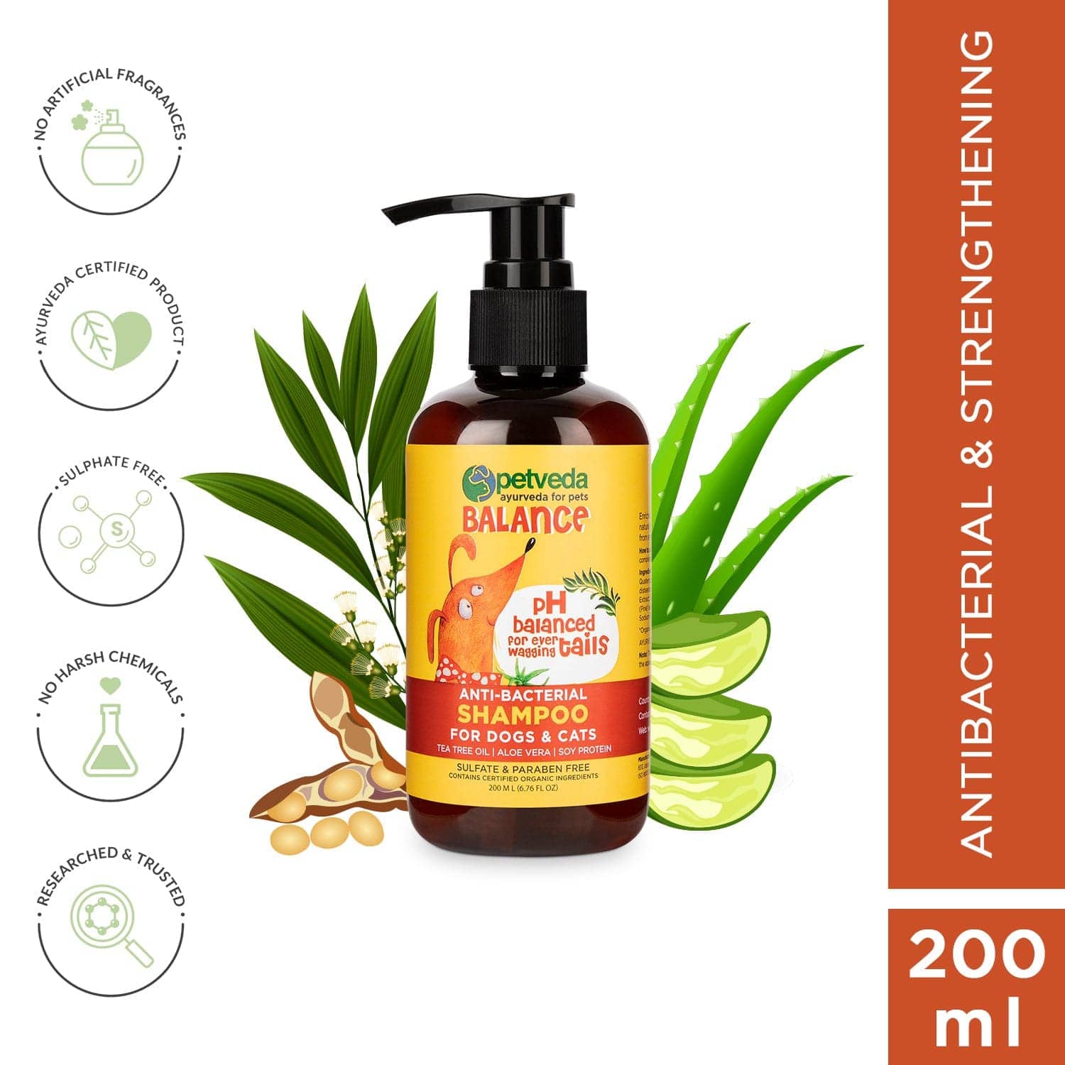 Petveda Balance Anti Bacterial with Tea Tree Oil for Strong Coats Shampoo for Pets (Buy 1 Get 1 Free)