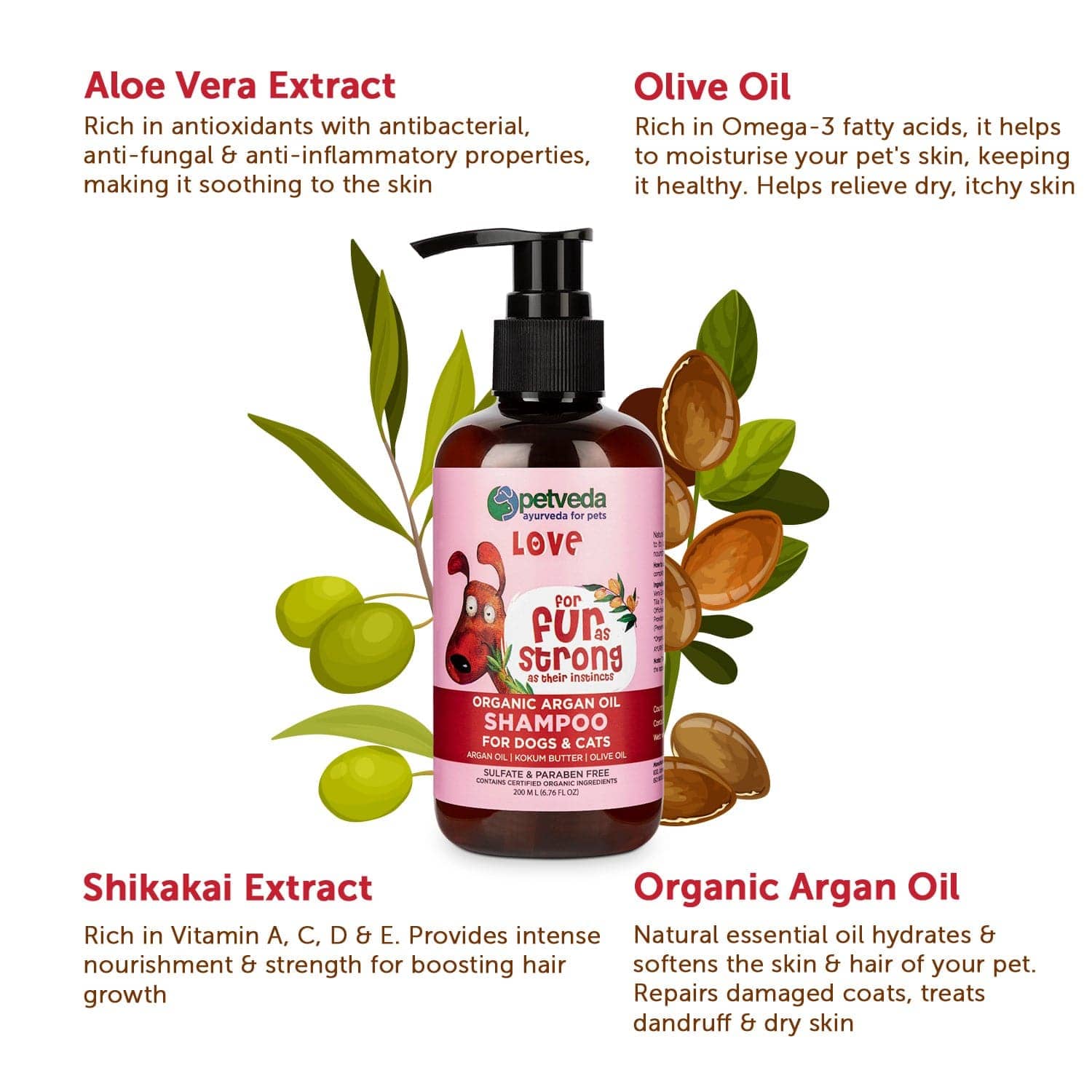 Petveda Love Organic Argan Oil Extra Volume & Shine Shampoo For Pets