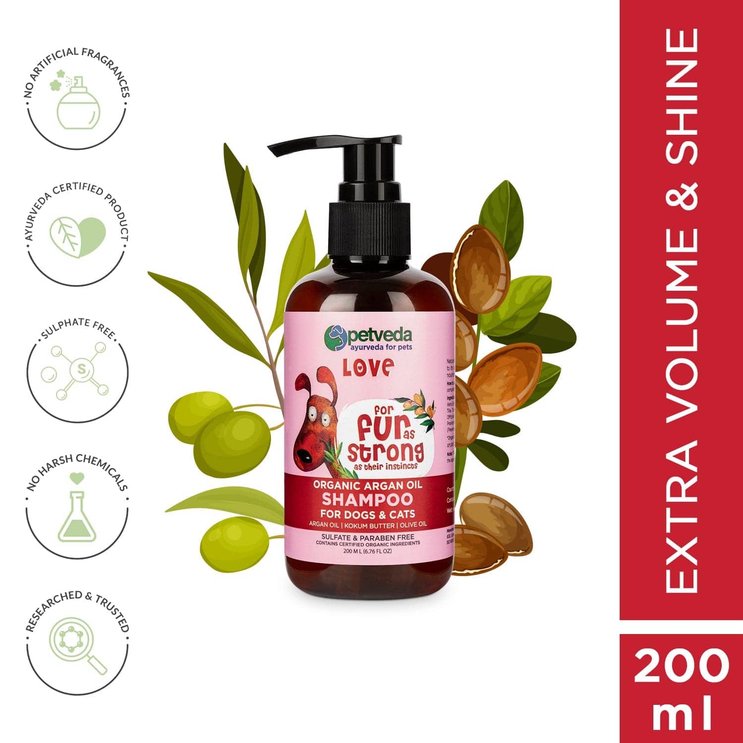 Petveda Love Organic Argan Oil Extra Volume & Shine Shampoo For Pets (Buy 1 Get 1 Free)