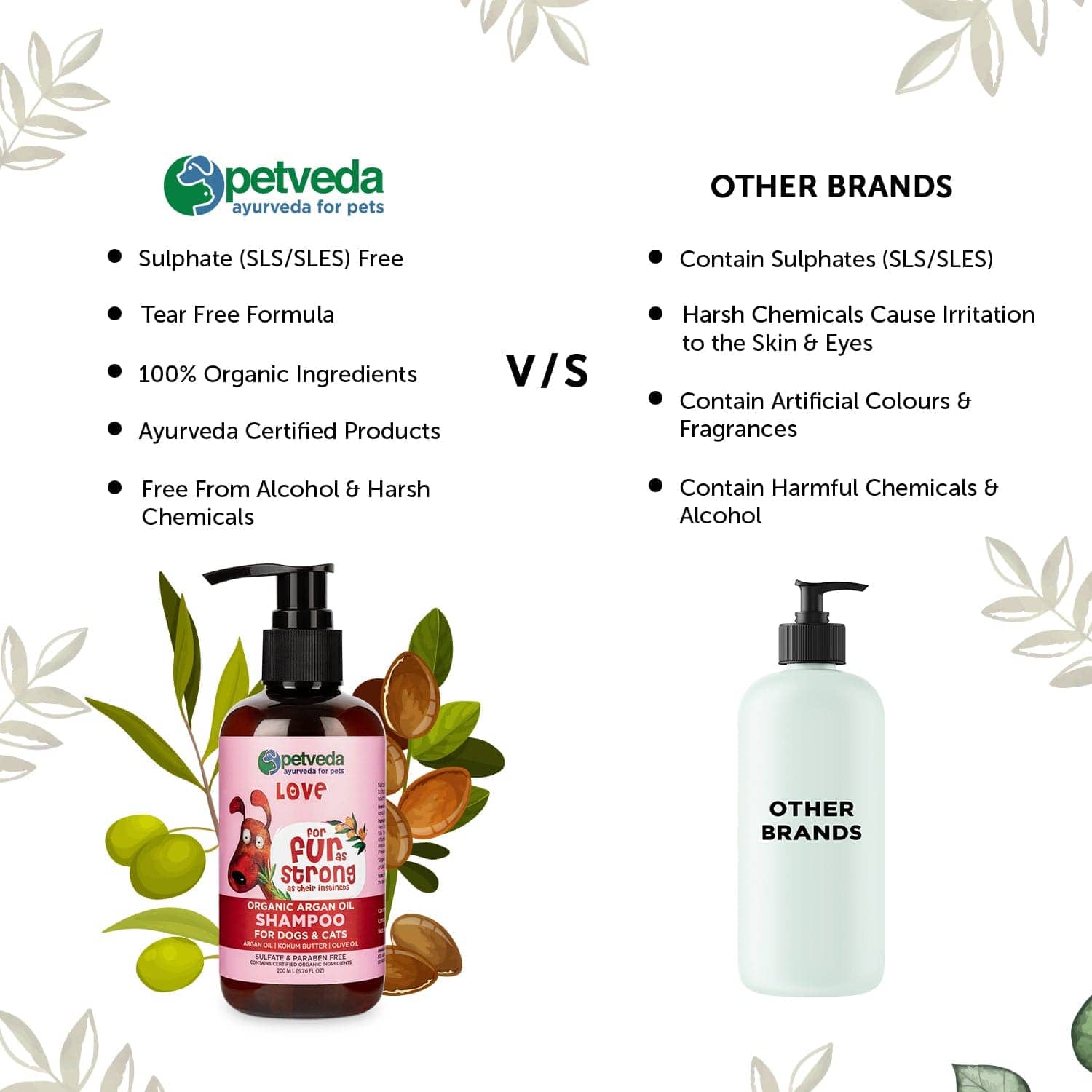 Petveda Love Organic Argan Oil Extra Volume & Shine Shampoo For Pets