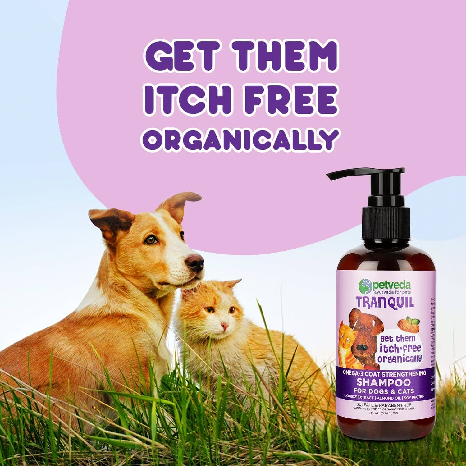 Petveda Tranquil Omega 3 Coat Strengthening Shampoo for Pets