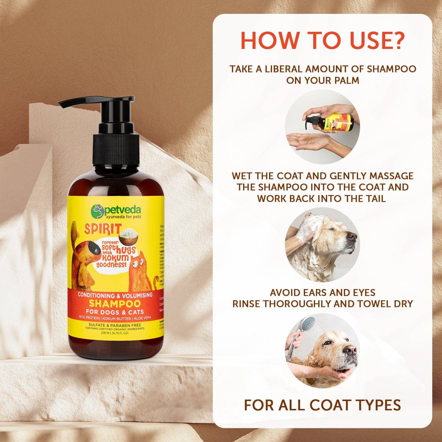 Petveda Spirit Conditioning Shampoo for Healthy Coats for Pets