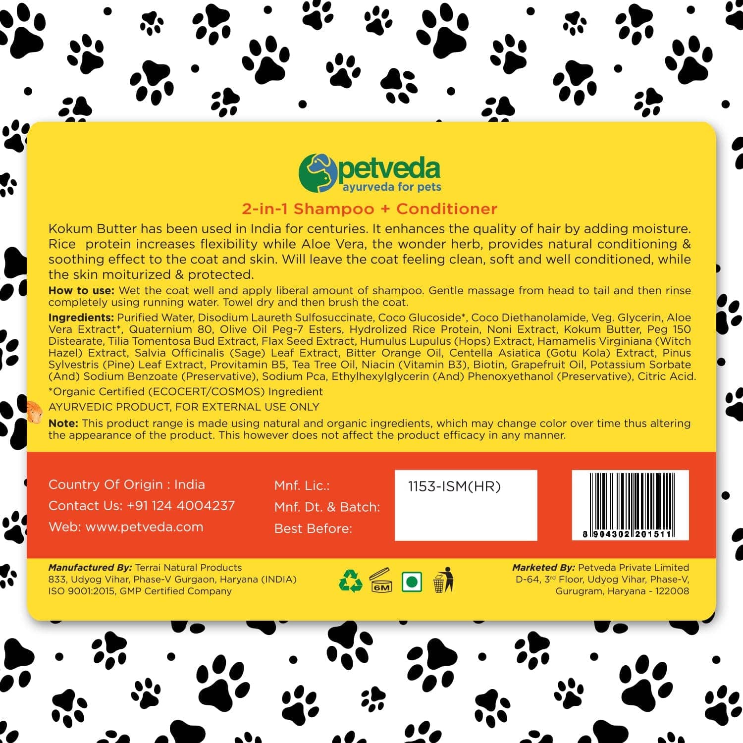 Petveda Spirit Conditioning Shampoo for Healthy Coats for Pets