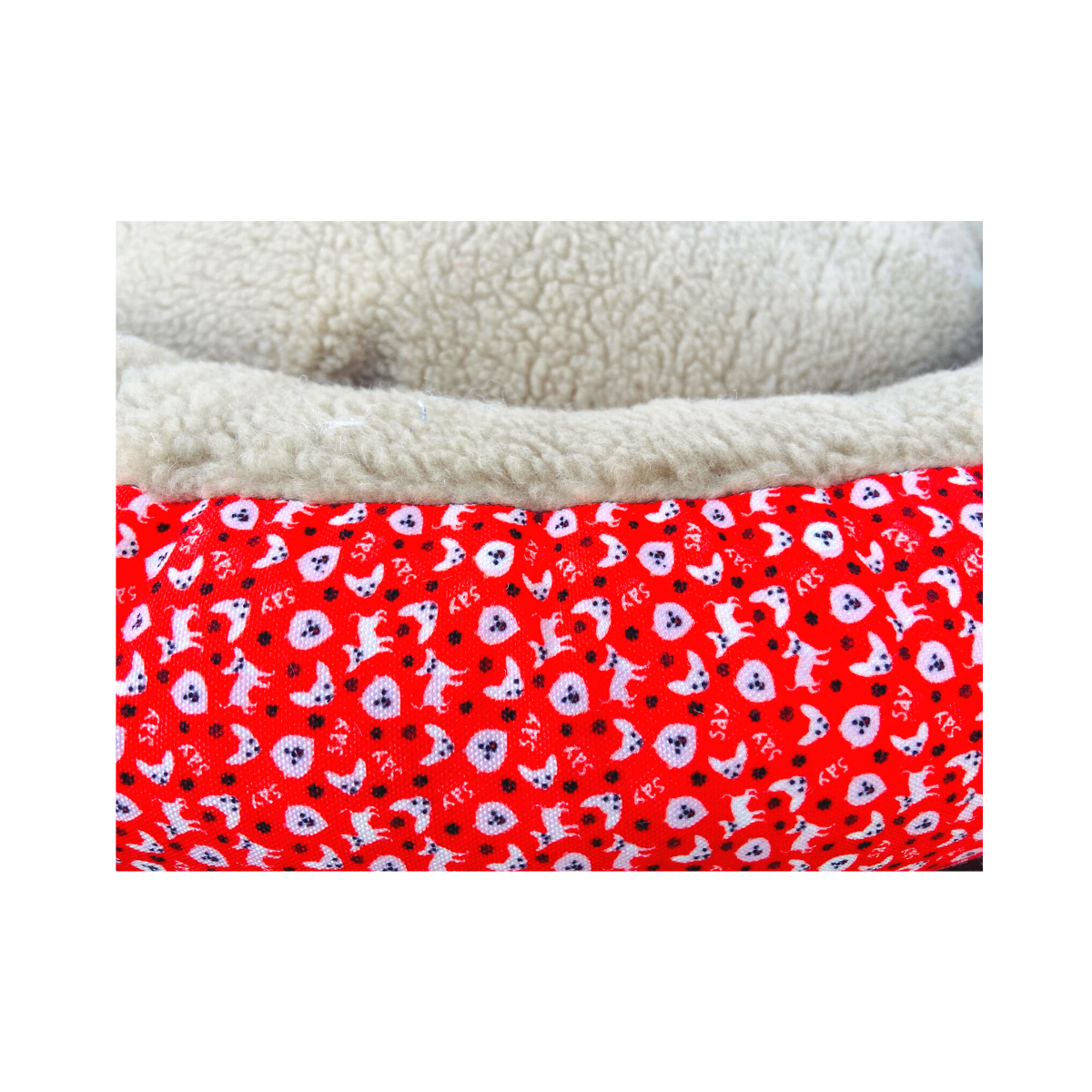 Caninkart Paws Premium Round Beds for Pets - Red and Beige