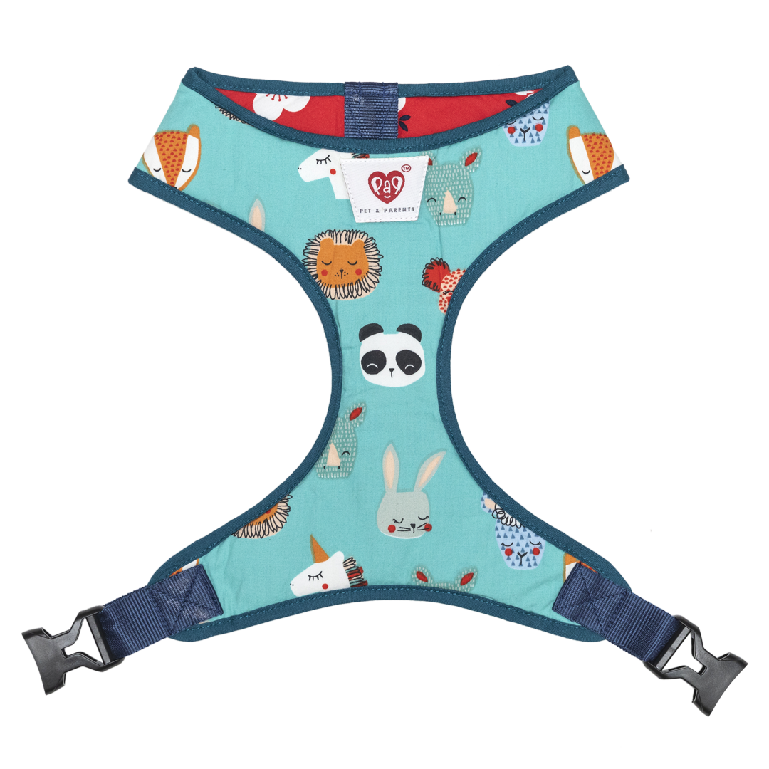 Pet And Parents (Namaste Pets) Floral Cartoon Reversible Harness for Dogs