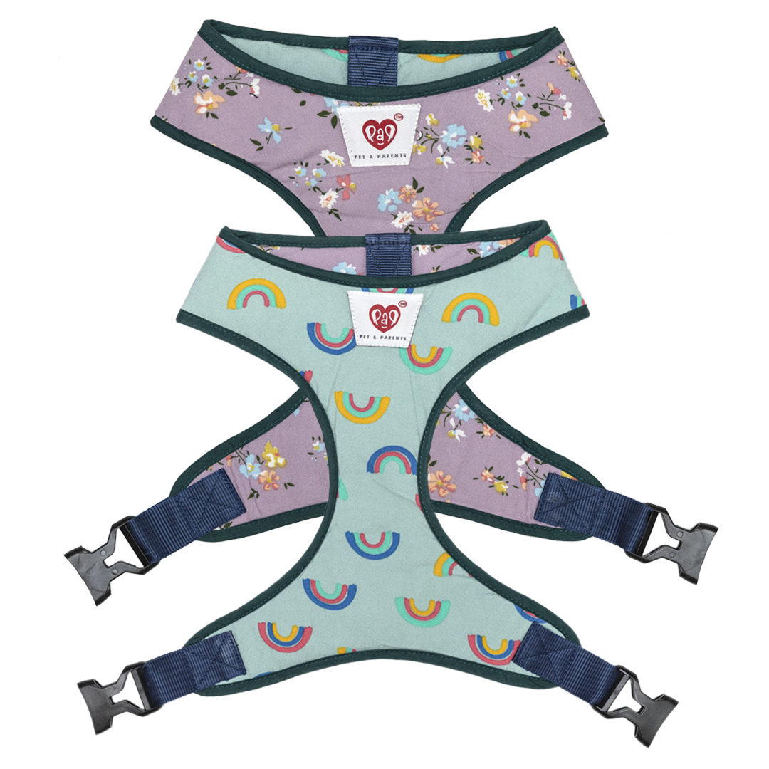 Pet And Parents (Namaste Pets) Floral Rainbow Reversible Harness for Dogs
