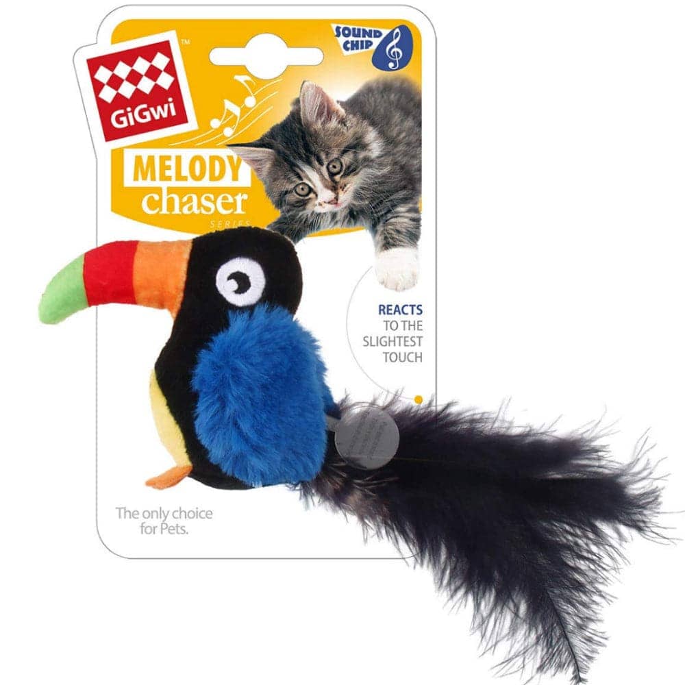 GiGwi Melody Chaser with Motion Activated Sound Chip Toucan Toy for Cats