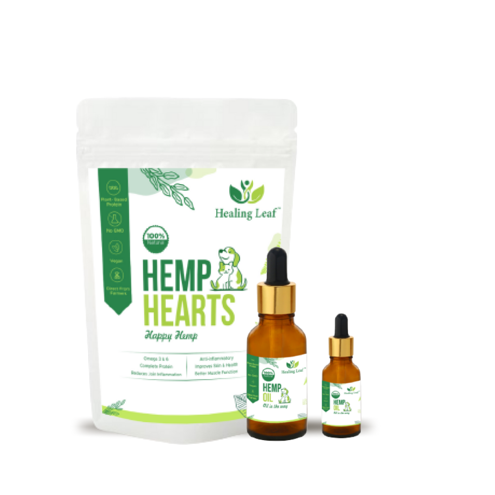 Healing Leaf Hemp Hearts - 100g + Hemp Oil - 90ml for Pets