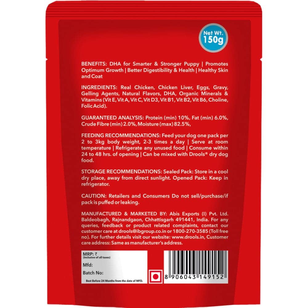 Drools Real Chicken & Chicken Liver Chunks in Gravy Wet Puppy Food