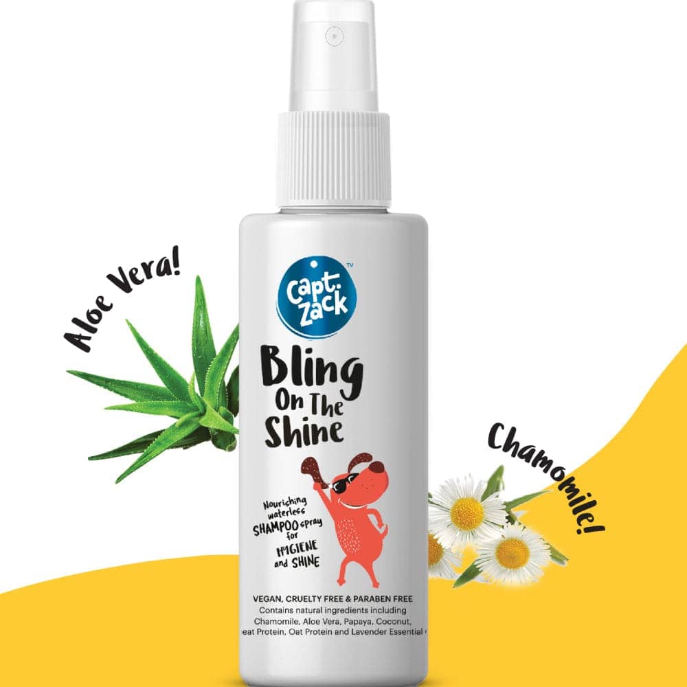 Captain Zack Bling on the Shine Waterless Shampoo for Pets