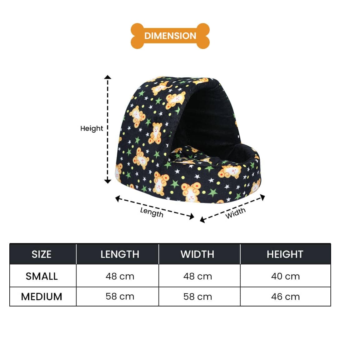 Hiputee Soft Velvet Baby Printed Cave House for Pets