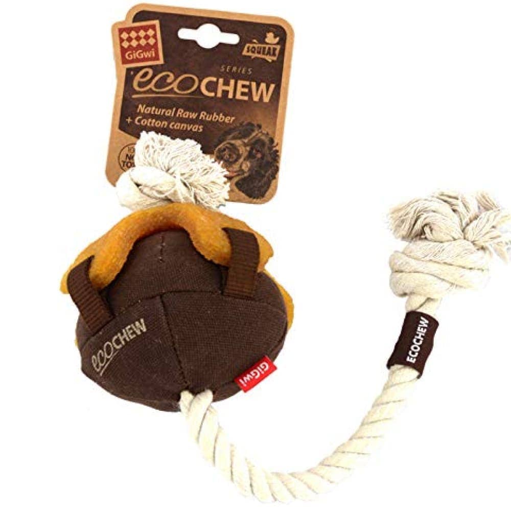 GiGwi ECO Chew Natural Raw Ruber & Cotton Canvas Toy for Dogs (Brown)