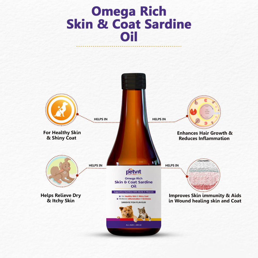 Petvit Omega Rich Skin & Coat Sardine Oil for Pets