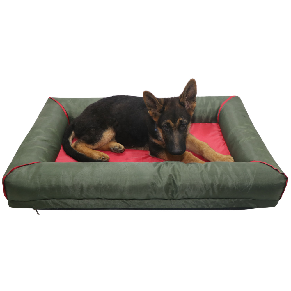 Hiputee Canvas Waterproof Portable Washable Bed for Pets (Green-Red)