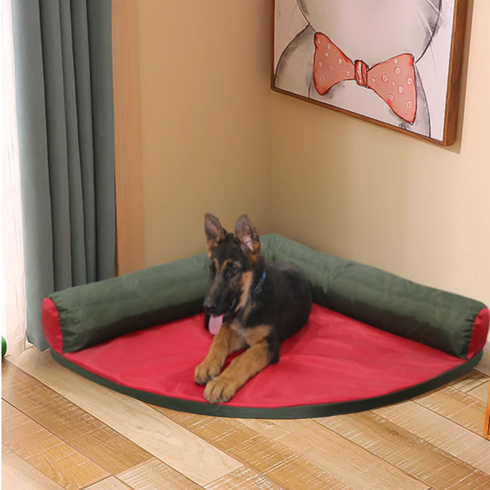 Hiputee Corner Waterproof Bed for Pets (Green-Red)