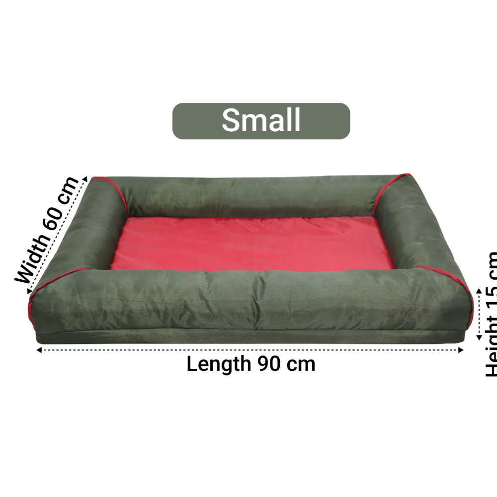 Hiputee Canvas Waterproof Portable Washable Bed for Pets (Green-Red)