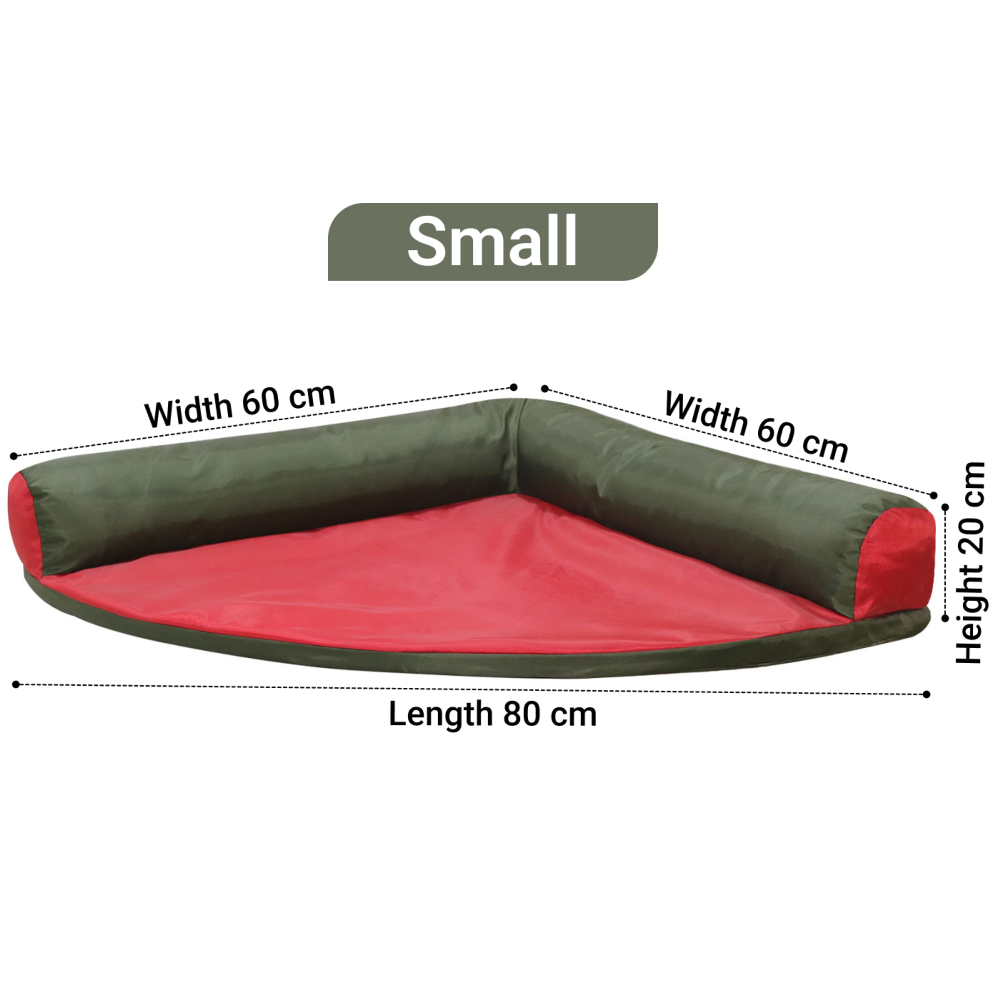 Hiputee Corner Waterproof Bed for Pets (Green-Red)