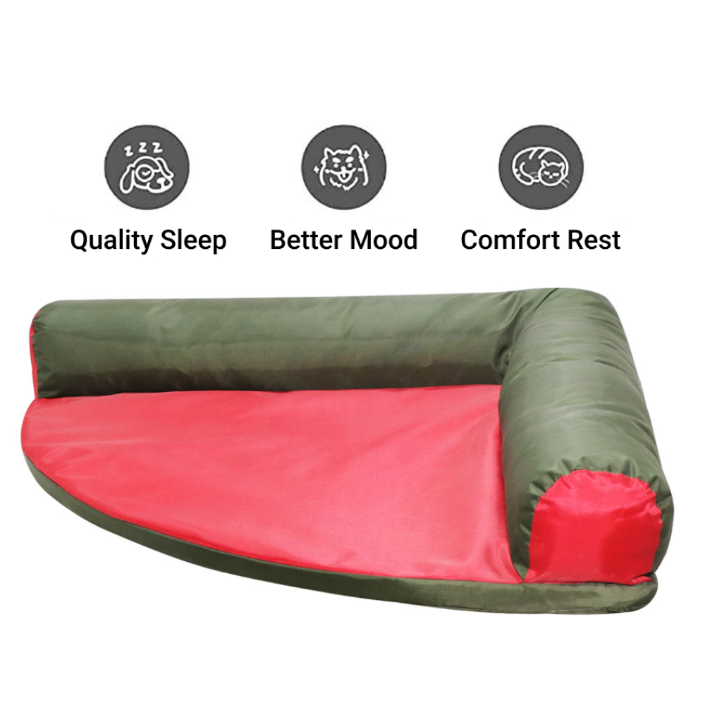 Hiputee Corner Waterproof Bed for Pets (Green-Red)