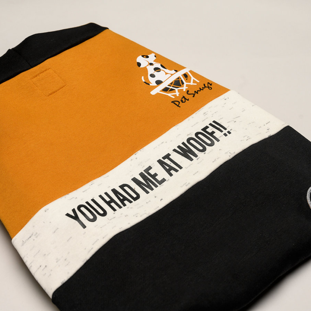 Pet Snugs Basketball Print Sweatshirt For Dogs (Mustard White & Black)