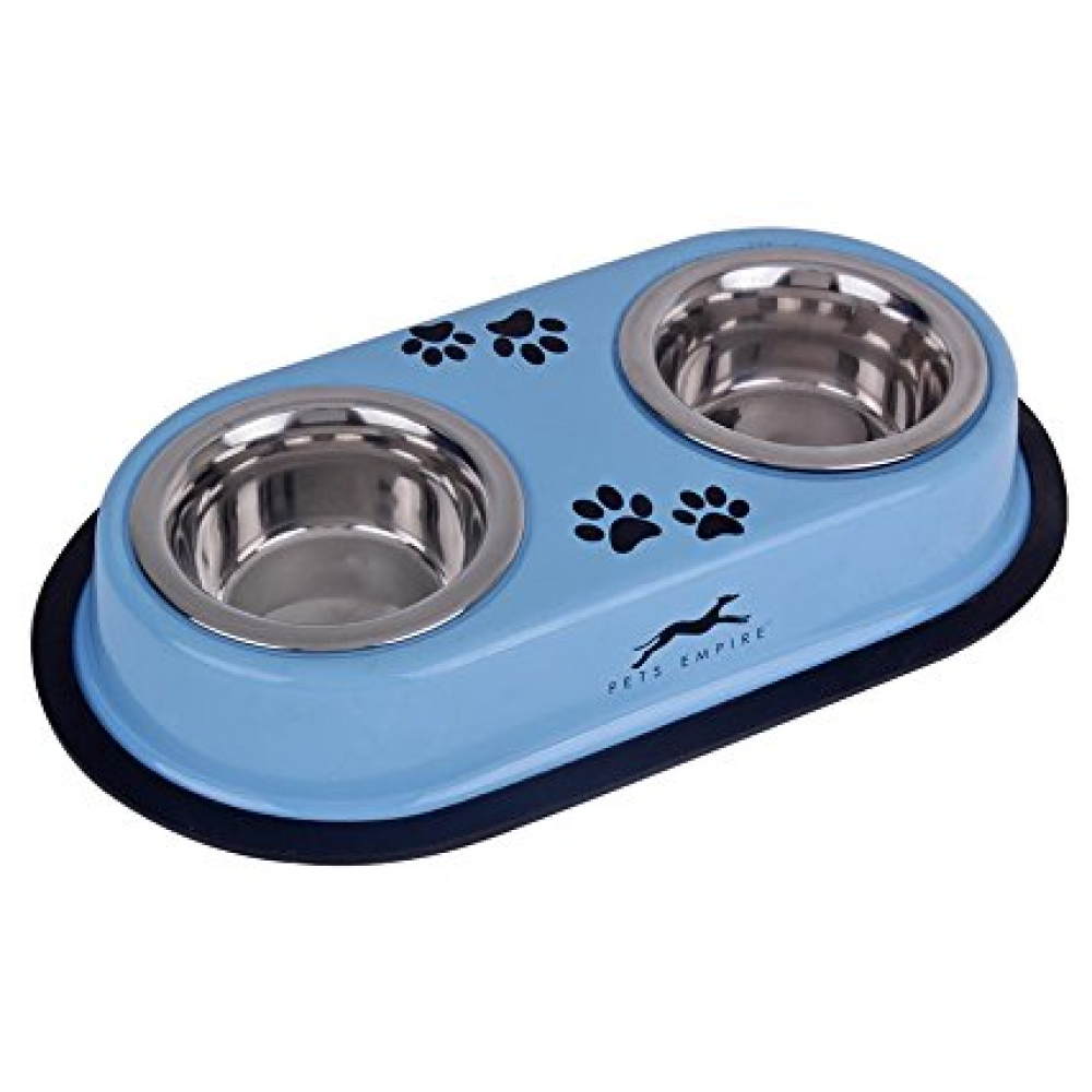 Pets Empire Solid Double Diner Bowls (Assorted)