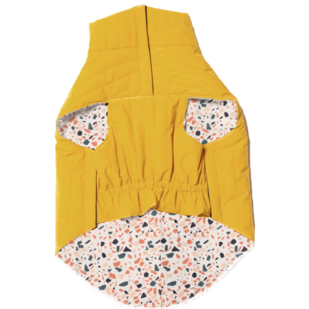 Mutt Of Course Reversible Jacket For Dogs (Mustard)