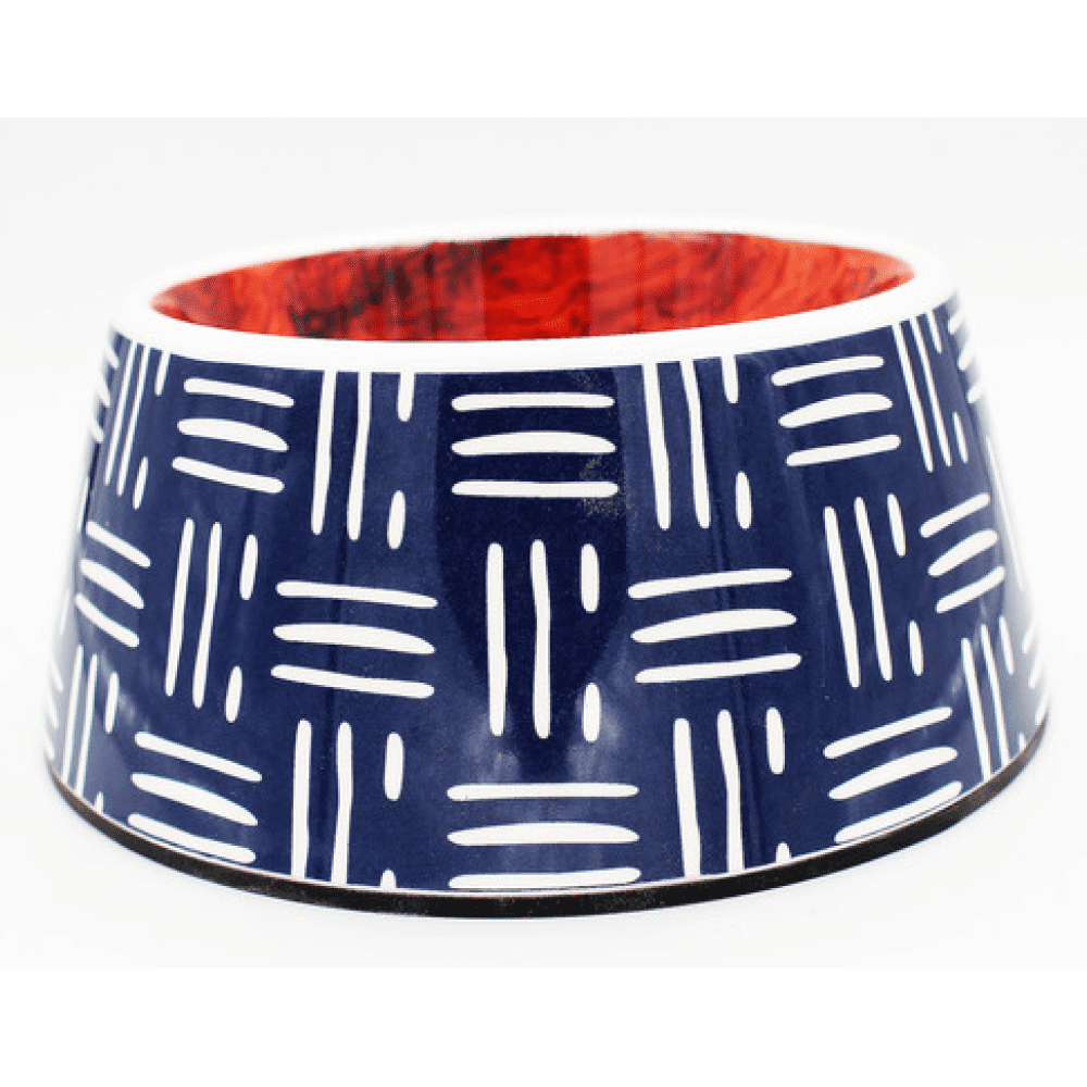 Peetara White Stripes Designer Melamine Bowl for Pets