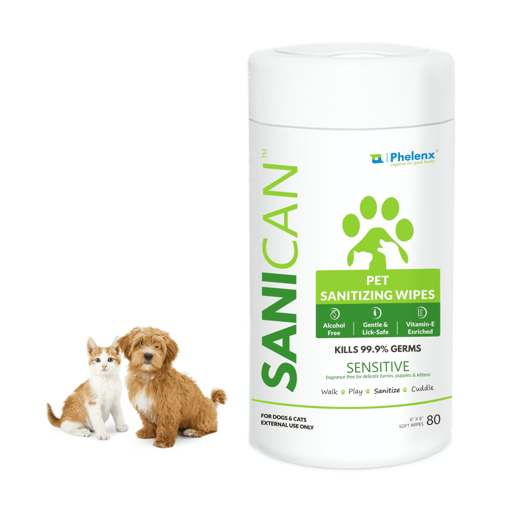 Phelenx Sanican Sensitive Sanitizing Wipes for Pets