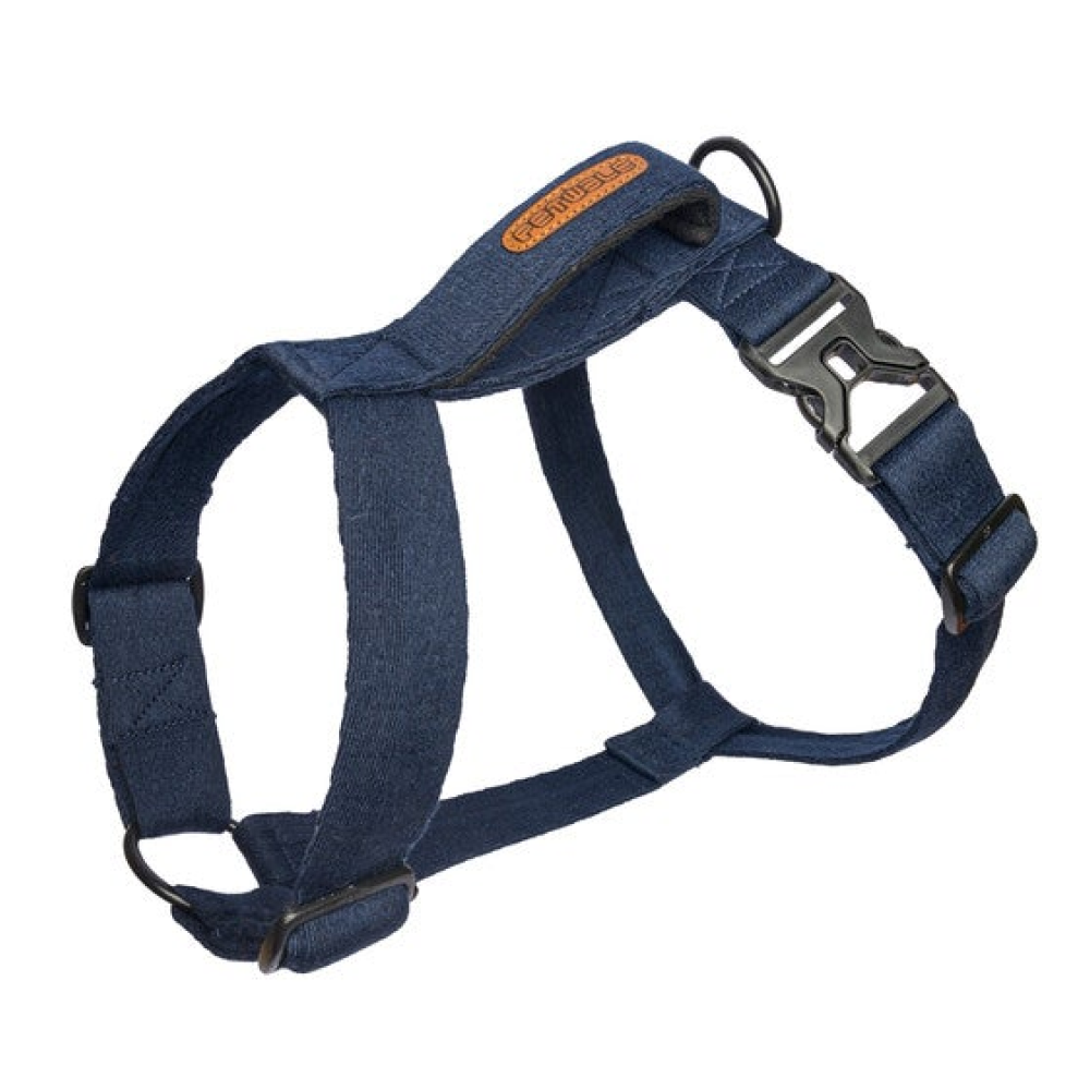 PetWale Cotton Adjustable H-Harness for Dogs (Navy Blue)