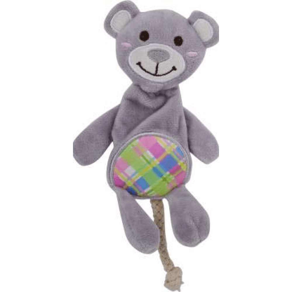 Goofy Tails Babypet Skinny Bear Soft Squeaky Plush Toy for Dogs (Grey)