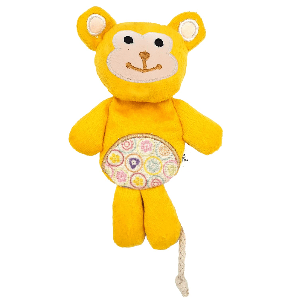 Goofy Tails Babypet Skinny Monkey Soft Squeaky Dog Toys (Yellow)