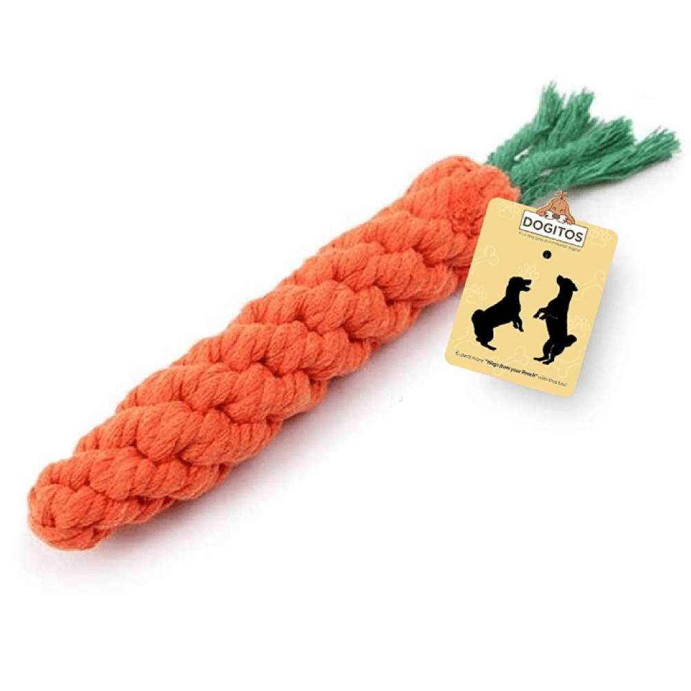 Dogitos Knotted Cotton Carrot Shaped Rope Toy for Dogs