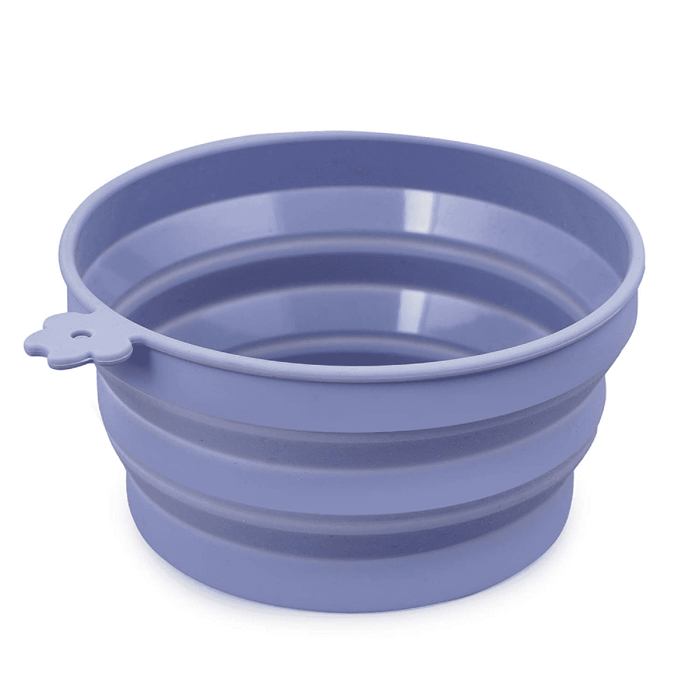 Goofy Tails Collapsible Silicone Travel Pet Bowl for Pets (Grey)