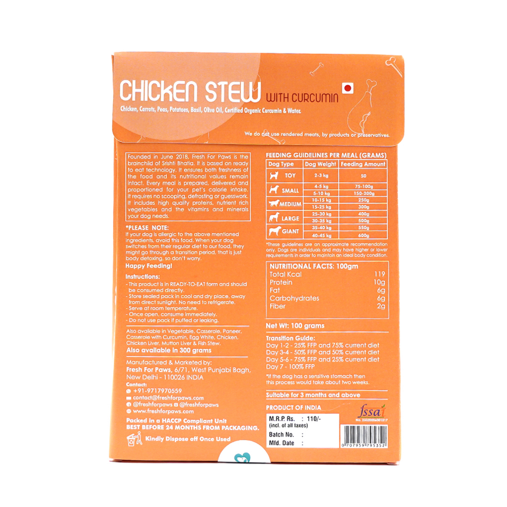 Fresh For Paws Chicken Liver Stew & Chicken with Curcumin Dog Wet Food