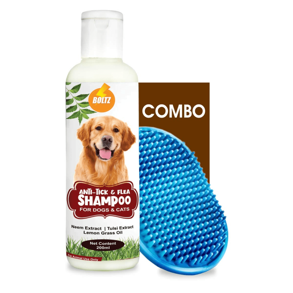 Boltz Anti Tick & Flea Shampoo with Brush for Dogs