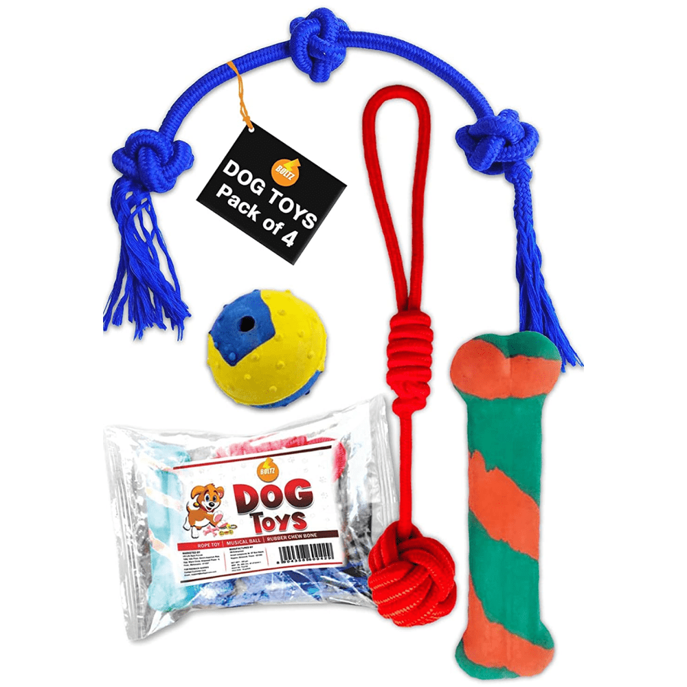 Boltz Combo of 4 Knotted Toys for Dogs (Assorted))