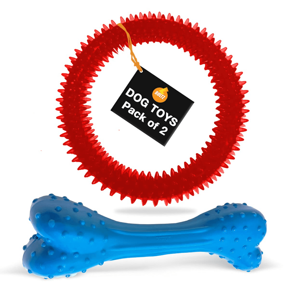 Boltz Combo of Bone and Spike Ring Toy for Dogs (Assorted)