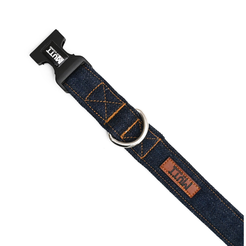 Mutt of Course Denim Dog Collar (Dark Blue)